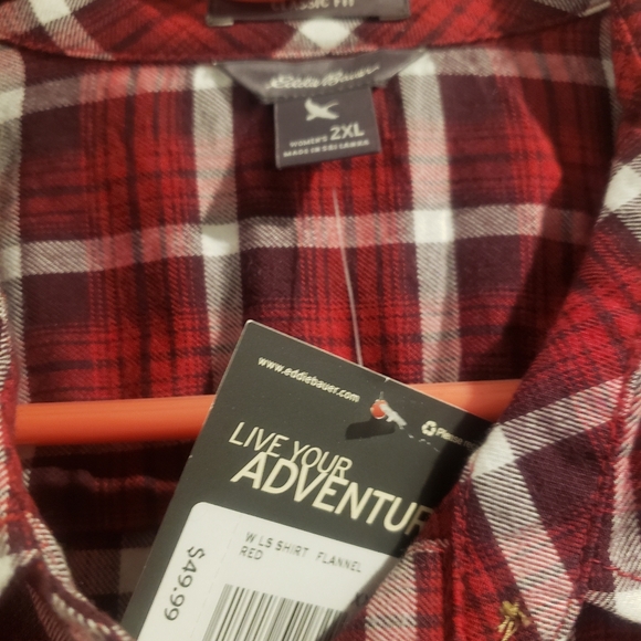 Eddie Bauer Red Plaid Shirt - Picture 3 of 4
